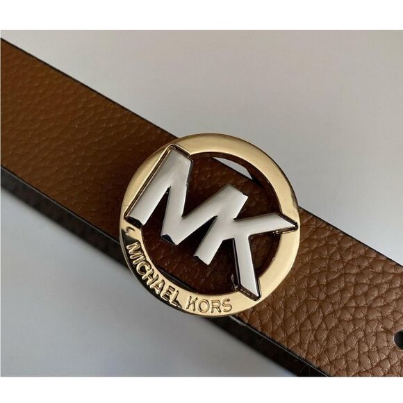 Michael Kors Logo Twist Pink MK/Brown Reversible Belt - Picture 7 of 16